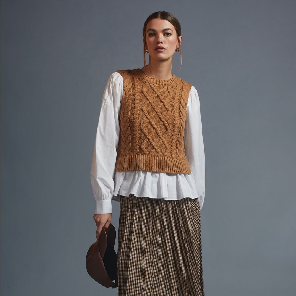 Anthropologie Cable Knit Shirt Sweater Combo